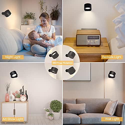 Koopala LED Reading Lights, Wall Mounted Sconces with 3 Color Temperatures & 3 Brightness Levels Rechargeable Battery Magn...