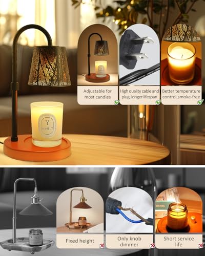 Black Candle Warmer Lamp with Timer Dimmer Adjustable Height for All Size Jar Candles, Birthday Gifts for Women Mom,Tree C...