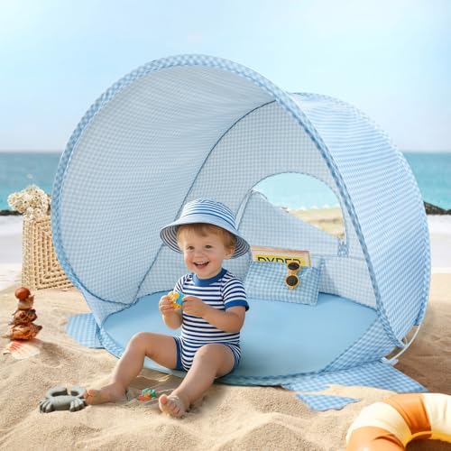 Tiny Land Baby Beach Tent – Pop Up Baby Tent with UV Protection, Portable Baby Beach Essentials, 35.4"x27.6"x31.5" Sun She...