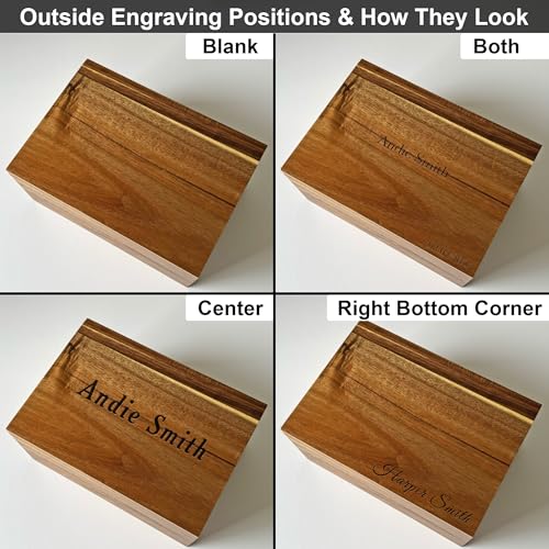 Wooden Keepsake Box Large - Personalized Memory Box, Acacia Wood Chest with Lid, Engraved Hidden Message, Decorative Memor...