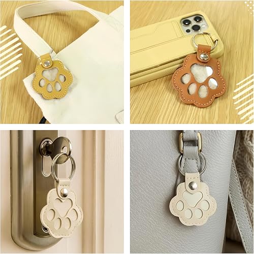 WDFXLWT 4 Pcs Dog Fur Storage Keychain, Unique Memorial Collection Key Chain, Cute Leather Paw Keychain Pet Hair Keepsake ...