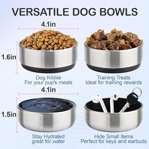 KEWIXY Insulated Dog Travel Water Bottle with Detachable Bowls, 3 in 1 Portable Dog Water Bottle Dispenser, Dog Accessorie...