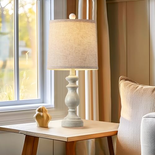 PARTPHONER Traditional Table Lamp Set of 2, Rustic Farmhouse Table Lamps for Living Room Bedroom, 22" Bedside Desk Lamps V...