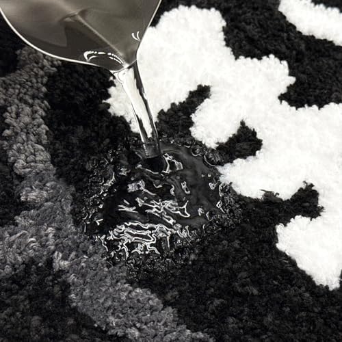 Shovagy Trippy Happy Face Rug Cool Rugs Tufted Quick Dry Bath Mats for Bathroom Non Slip Bath Mat Water Absorbent 2.6FT Bl...