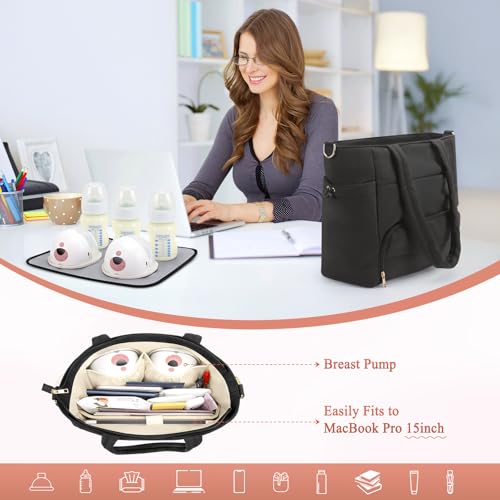 Wearable Breast Pump Bag for Working Mom, Breastmilk Cooler Tote Bag with Insulated Compartment, Breast Pump Bag with Ice ...