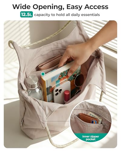 BAGSMART Beach Bags for Women, Beach Tote Bag Beach Bag with Zipper Travel Tote Bag for Women Sandproof Swim Pool Bag | Pa...