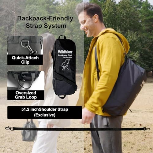 Wildhiker Portable Compact Folding Camping Chairs – Lightweight High Back with Pillow, Deep Recline, ArmPads, Side Pocket...