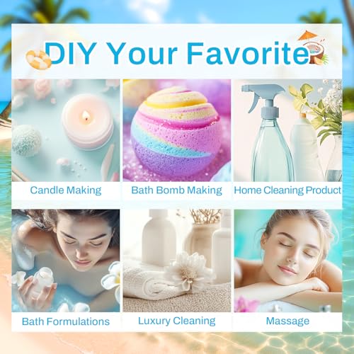Summer Essential Oils for Diffusers for Home, 6X10ml Fragrance Oils Set, Aromatherapy Oils for Candles Making - Coconut, P...