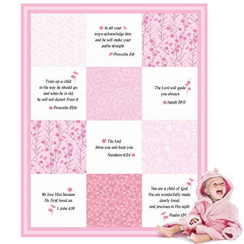 Oudain Christian Baby Blankets with Bible Verses Scripture Flowers Paisley Baby Receiving Baptism Blanket Christian Christ...
