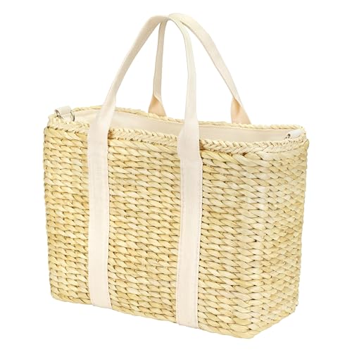 Daytani Insulated Beach Cooler Bag, Leak Proof, Premium Quality Corn Husk, Beach Bag, Pool Bag, Tote Bag, Straw, Rattan, G...