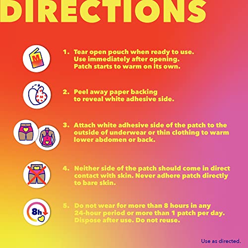 Midol Heat Vibes Menstrual Pain Relief Heat Patches - 6 Count Pack for Period Cramps and Backache