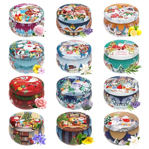 Christmas Gift Sets, Primevolve Scented Candles of 12 Bulk Home Aromatherapy Candles with Fragrances, Gift for Women, Cand...
