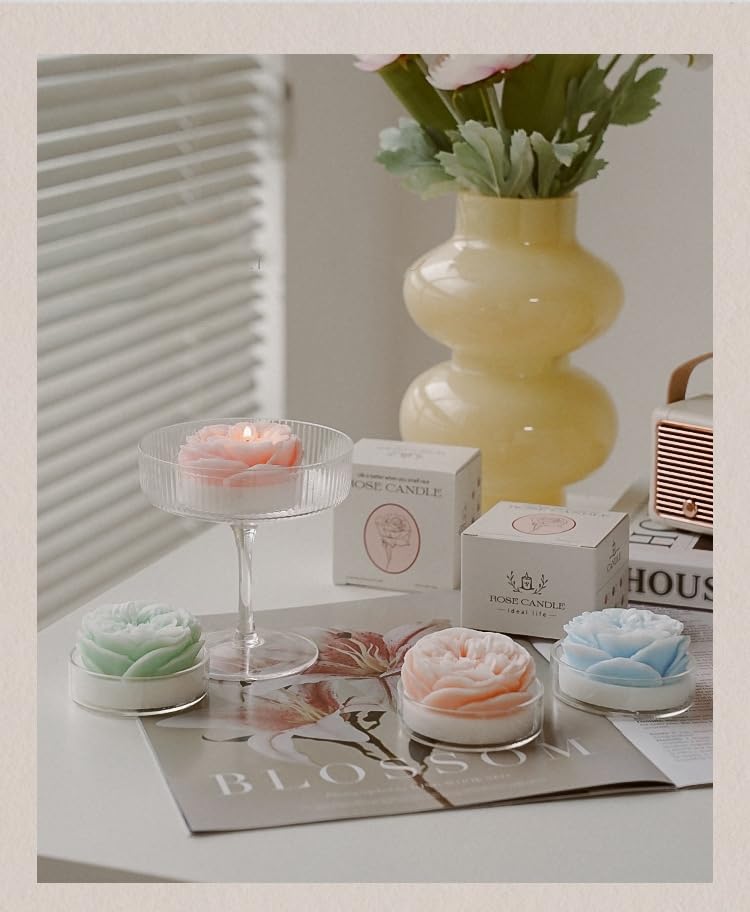 Naimo 3 Pack Flower Candles Soy Wax Scented Candle Aromatherapy Home Decor Wedding Birthday Anniversary Decorative Candle ...
