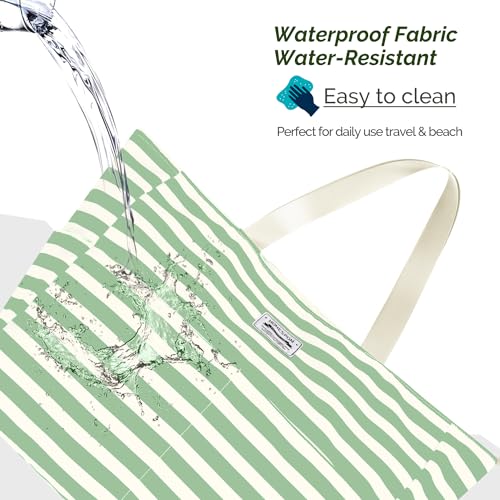 HOMESPON Large Waterproof Beach Bag for Women Sandproof Tote Bag Pool Bag with Zipper and Pockets for Travel Vacation Gym
