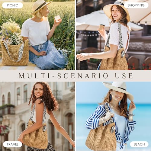 Beach Bags for Women - Straw Bag Tote Bags Casual Boho Large Summer Crossbody Shoulder Handbags Purse