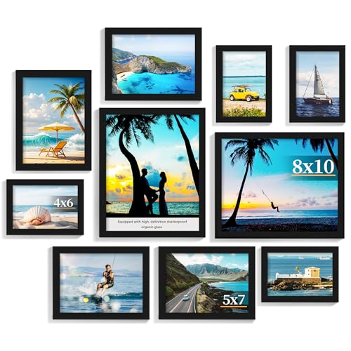 PEALSN 10 Pack Collage Picture Frames, Gallery Wall Frame Set with Two 8x10, Four 5x7, and Four 4x6, Multiple Photo Frames...