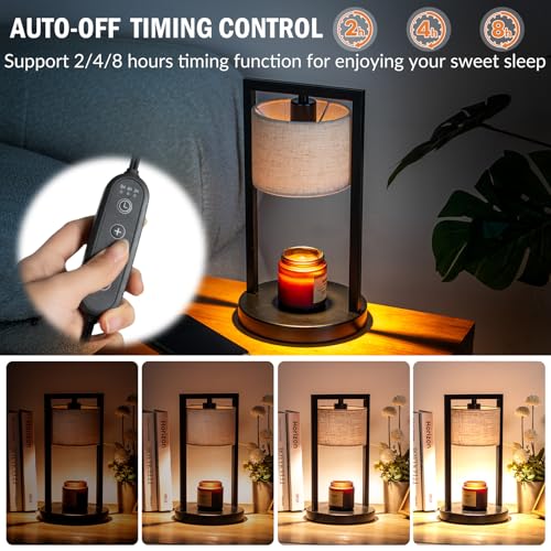 Candle Warmer Lamp with Timer, Electric Candle Warmer for Jar Candles, Dimmable Warming Light with 2 Bulbs, House Warming ...