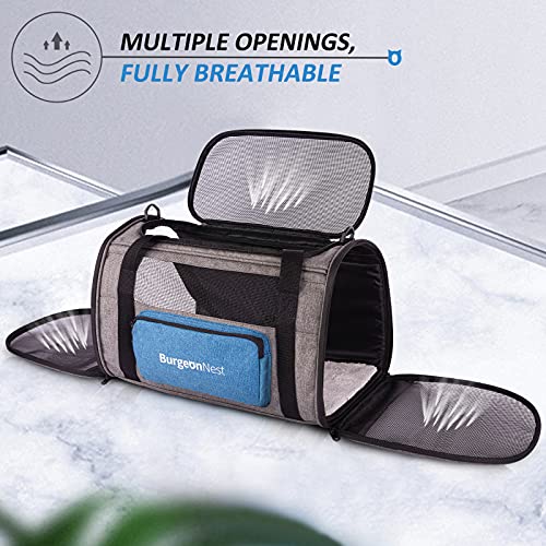 BurgeonNest Cat Carrier for Large Cats 20 lbs,Medium Pet Under 25 lbs,2 Puppy and Small Dogs with Unique Side Bag,Top Load...
