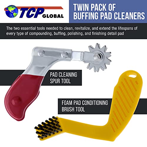 TCP Global Polishing and Buffing Pad Cleaning Spur Tool and Foam Pad Conditioning Brush - Clean Recondition Polisher Buffe...
