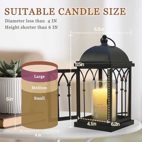 Candle Warmer Lamp with Timer,Dimmable Electric Large Candle Warmer Lantern for Jar Candles,Vintage Enclosed Candle Lamp W...