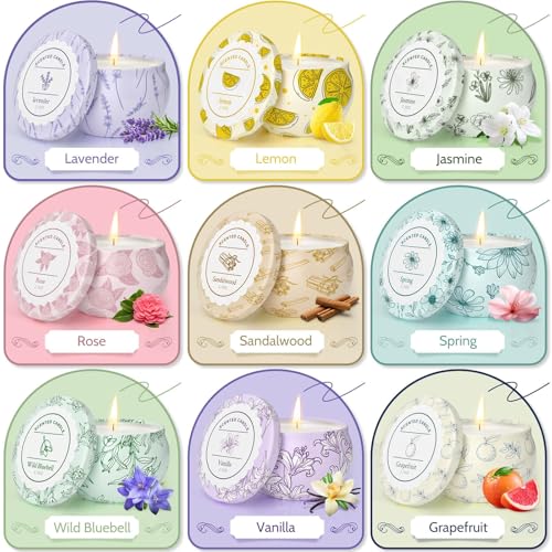 WarmEmbrace Scented Candles, Candle Set of 9, Long-Lasting Candles for Women, Candle Present Set for Birthday, Valentine's...
