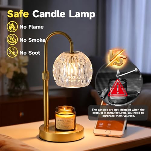 WELAISA Gold Candle Warmer Lamp with Timer Dimmable, Birthday Gifts for Women Mom, House Warming Gifts New Home Decor, Wax...