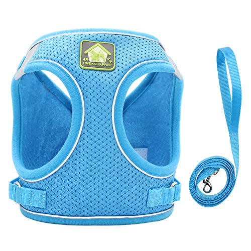 FEimaX Dog Harness and Leash Set, No Pull Breathable Soft Mesh Puppy Vest Harness Reflective Adjustable Pet Harnesses for ...