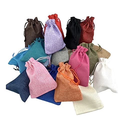 Palmhomee Pack of 20 Burlap Gift Bags with Drawstring Linen Jewelry Pouches Wedding Hessian Jute Bags for Birthday Jewelry...