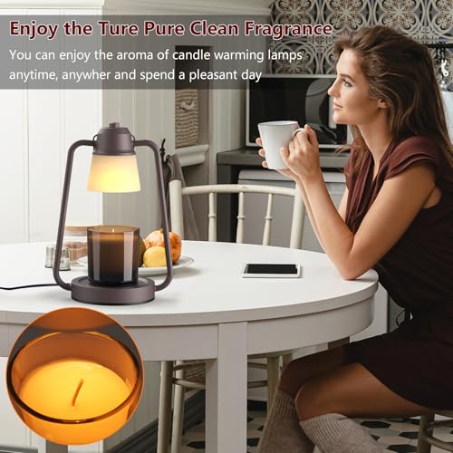 Candle Warmer Lamp with Timer for Women, Dimmable Electric Wax Warmer Lamp for Jar Candles, Candle Lamp Warmer with 2 Bulb...