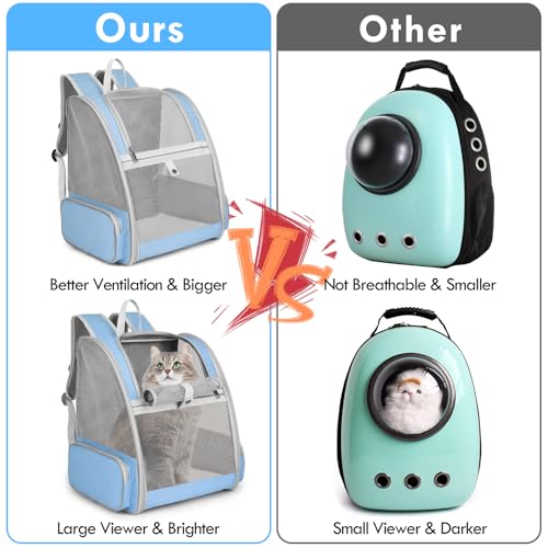 Cat Backpack Carrier, Large Pet Backpack with Kitten Wand Feather Toy for Medium Small Dog Cat Puppy Kitty Bunny up to 15l...