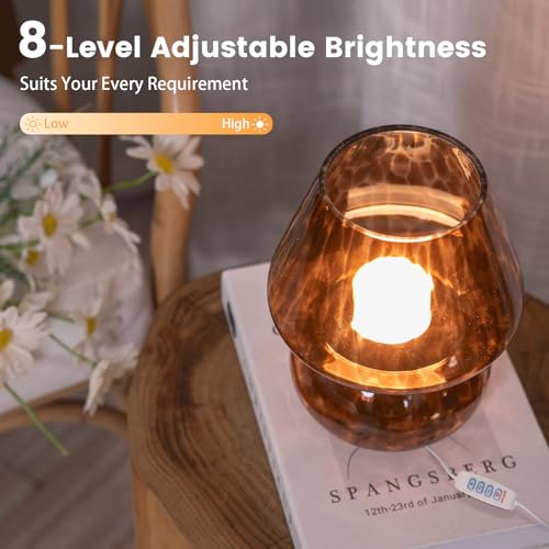 ULAROOM USB Plug-in Vintage Mushroom Lamp Small Bedside Table Lamp with 3 Temperature LED Bulb,Free Dimming Nights Light f...