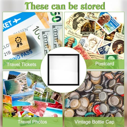 8x8 Traveler Adventure Shadow Box Frame Memory Box for Keepsakes Top Loading Shadow Keepsake Box with Slot for Concert Tra...