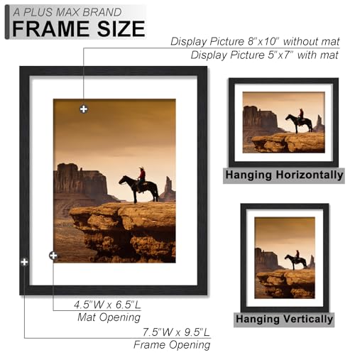 A PLUS MAX 8x10 Picture Frame Set of 2, Black Engineered Wood Frame for 8 x 10 Inch Picture Poster Photo, Light Weight 8 b...