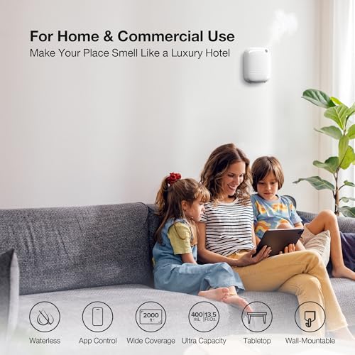 Airversa Waterless Essential Oil Diffuser for Home Large Room and Commercial Use, Up to 2000 sq ft, App Control Cold Air D...