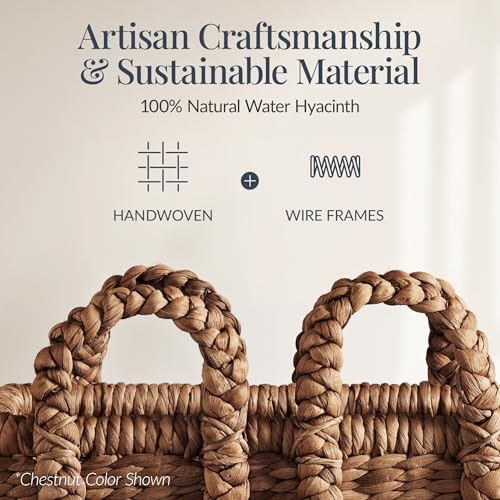 Best Choice Products 3Pc Shelf Baskets, Small, Large and XL Chunky Woven Wicker Rattan Storage Baskets w/Braided Handles, ...