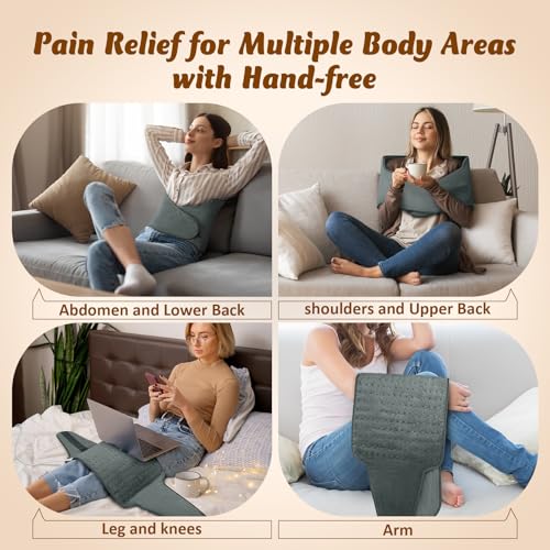 Heating Pad for Back, Electric Heating Pad for Period Cramps, Wrap Around Heat Pad for Waist Stomach Neck Shoulders, Anniv...