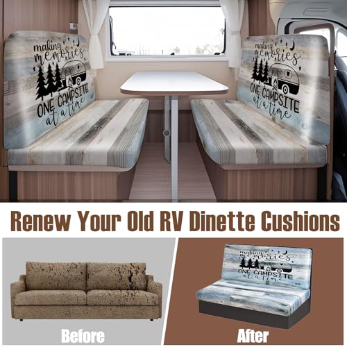 BBSET 6pcs Rv Dinette Cushion Covers Stretch Washable Rv Cushion Slipcove Replacement for Camper Car Bench, 2 Pillowcase, ...