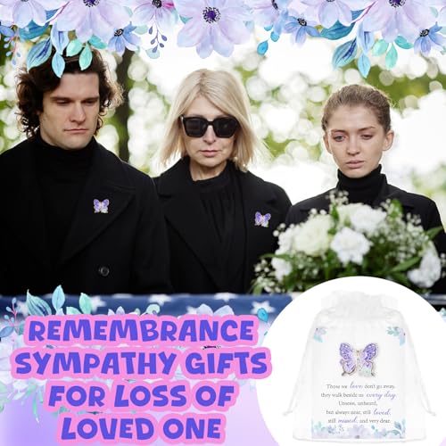 Liliaafar Butterfly Pins Brooches Bulk Memorial Funeral Favors for Guests Celebration of Life Favors with Bags Cards for Gift