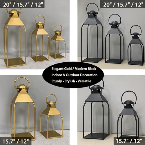 Decorative Metal Lanterns Indoor Outdoor, Candle Holder for Porch, Patio, Fireplace, Floor, Wedding, Christmas, Fall, Holi...