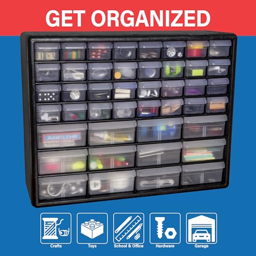 Akro-Mils 44-Drawer Plastic Drawer Storage Cabinet for Garage Organization, Bead Organizer, Building Bricks Storage, Teach...