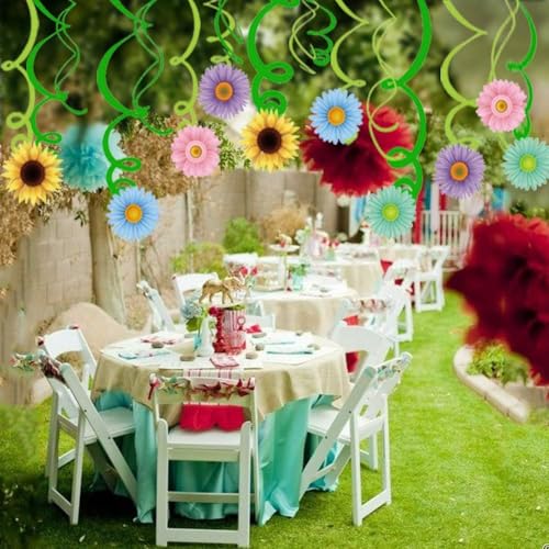 Anor Wishlife 30Ct Spring Sun Flower Hanging Swirl Decorations,Themed Birthday,Party Supplies,Ceiling Decorations for Girl...