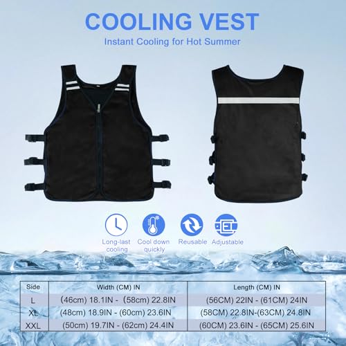 Cooling Vest for Men&Women, Reflective Ice Vest with 32 PCS Ice Packs, Cool Jacket for Hot Weather Summer Workout