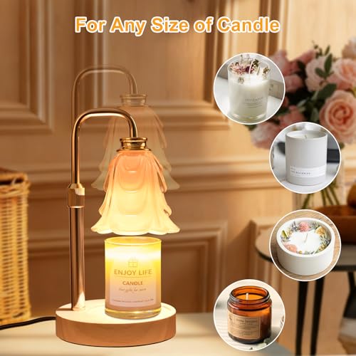 Flower Candle Warmer Lamp with Timer and Dimmer 4-Level Dimmable Adjustable Height Light Heat Lamp for Jar Candles Modern ...