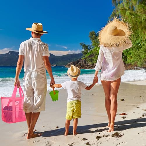 Yunaeduo Large Mesh Beach Bag - Lightweight & Foldable Family Beach Bag with 9 Pockets for Toys, Towels & Vacation Essentials