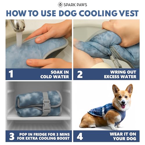 Spark Paws Dog Cooling Vest - SPF 50 UV Sun Protection - Summer Heat Relief Gear for Dogs, Lightweight, Evaporative Coolin...