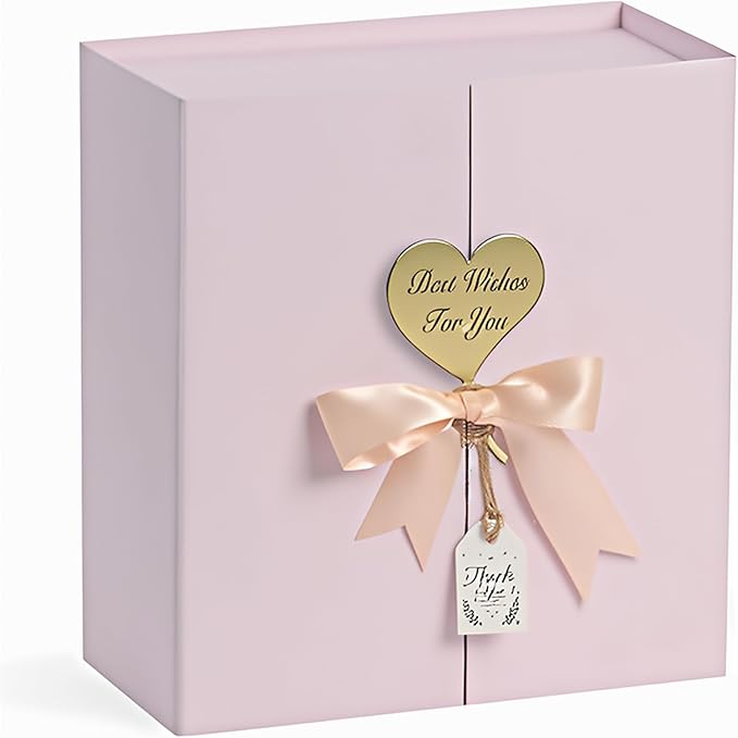 7x7x3 Inch Pink Gift Boxes with Lids, Small Pink Gift Box with Ribbon Card Fancy Gift Wrap Boxes for Anniversary, Bridal S...