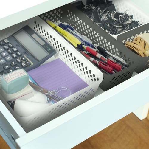 Glad Plastic Storage Basket Set - Multipurpose Drawer Trays, Kitchen Pantry Containers, and Bathroom Bins - 3 Pack Large O...