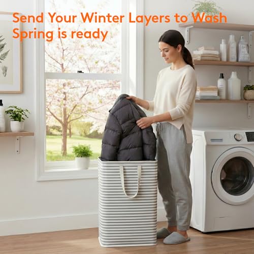 Lifewit 2 Pack Laundry Basket 80L Each, Collapsible Clothes Hamper with Reinforced Handles, Freestanding Waterproof Design...