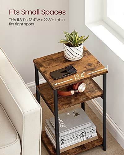 VASAGLE Side Table, Small End Table, Tall Nightstand for Living Room, Bedroom, Office, Bathroom, Rustic Brown and Classic ...