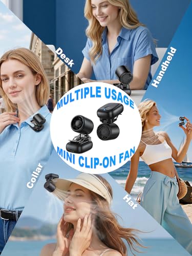 KIMWIND Clip-On Hat Fan with 3 Gear, Super-Mini Portable Handheld Fan, Only 0.13lb, Foldable Personal Fans Rechargeable, F...